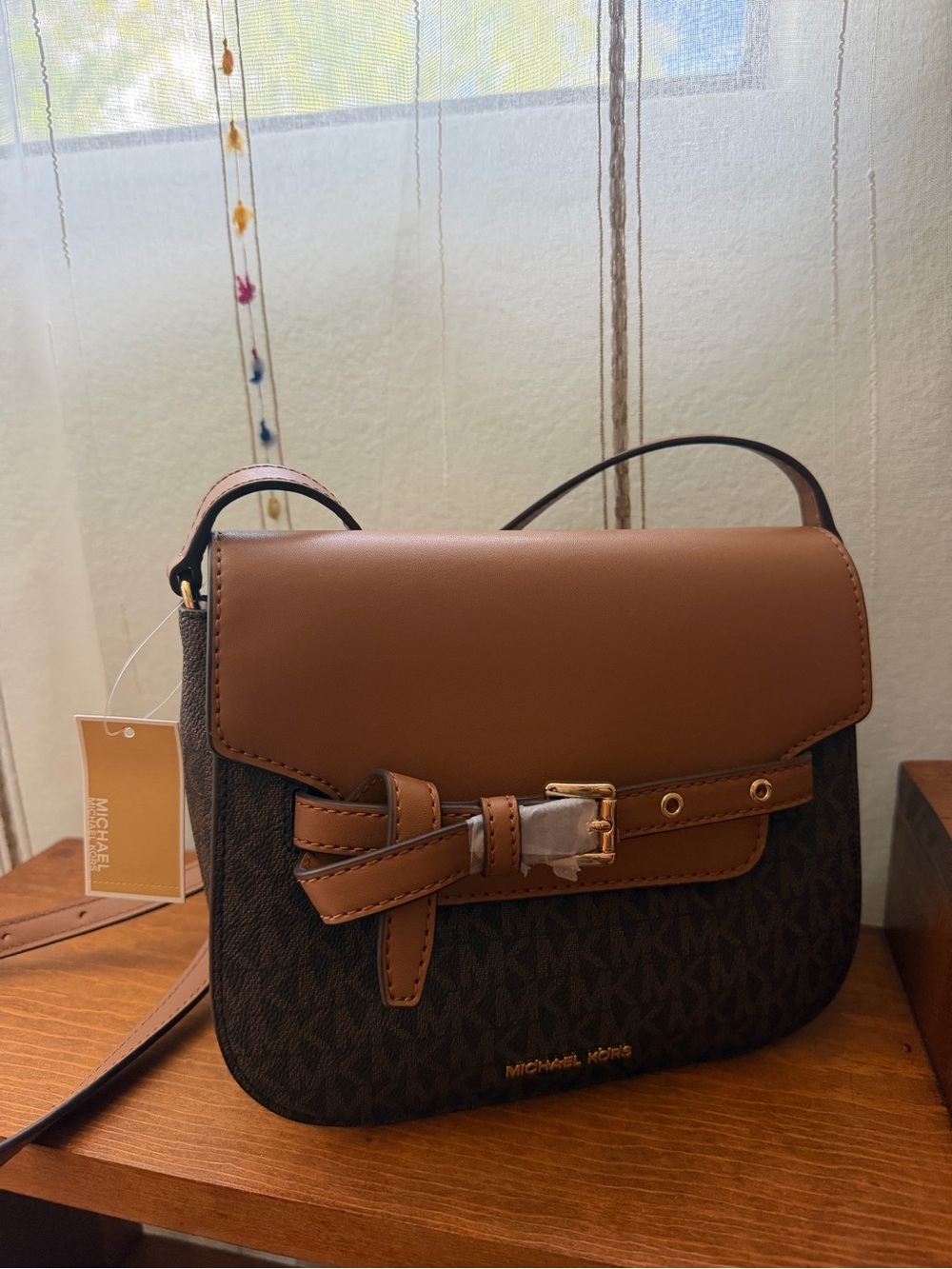 Michael Kors Brown Logo Crossbody Bag- Emilia
